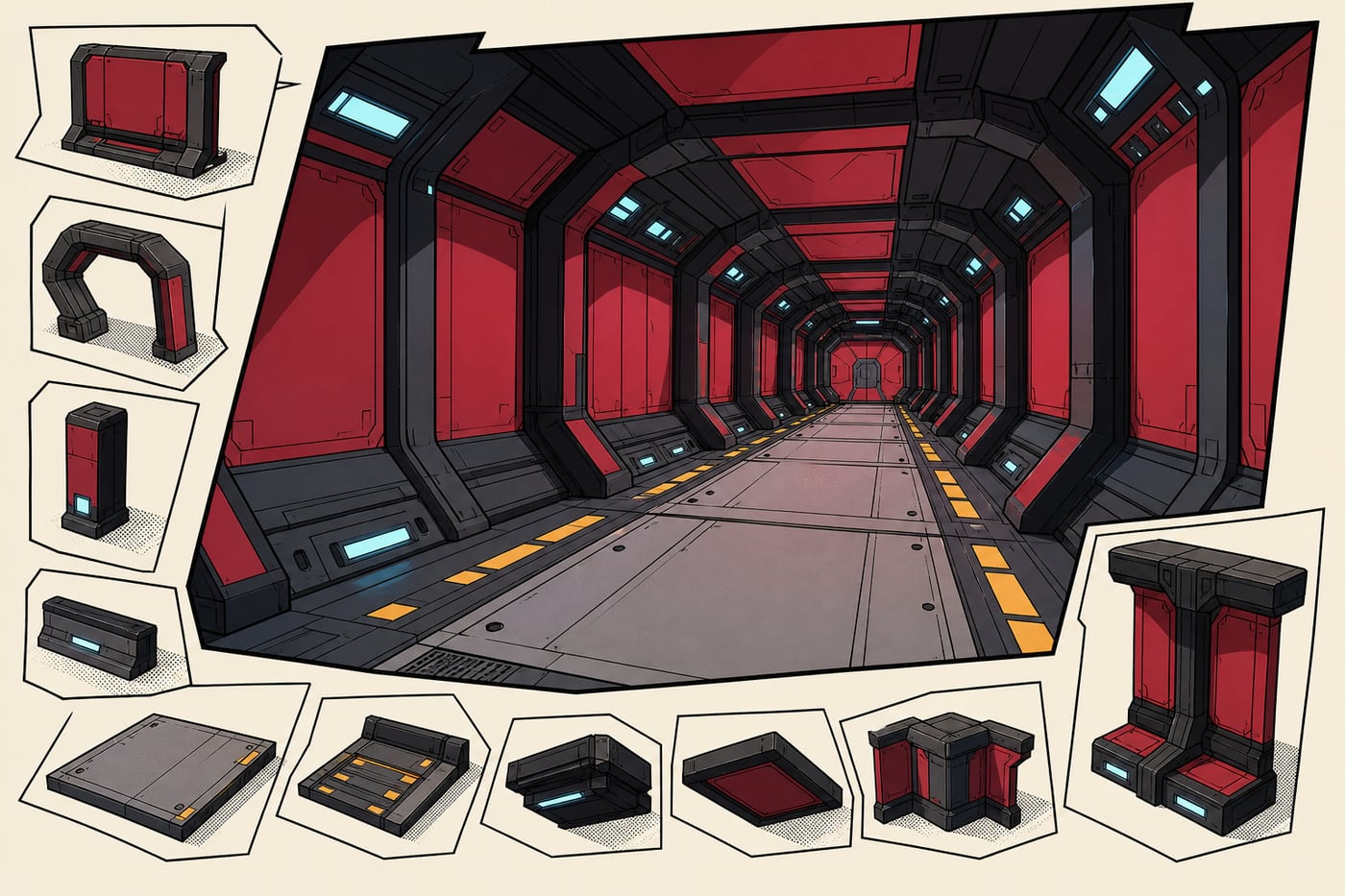 Neon Corridor toon-render placeholder